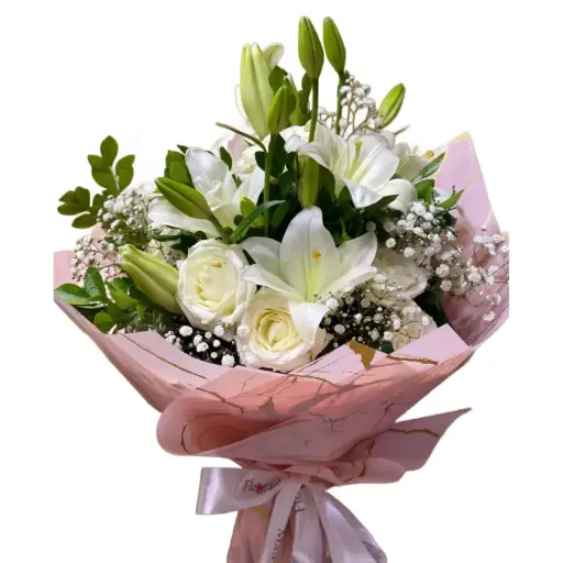 [184] White Elegance Lily Bouquet | Code 184